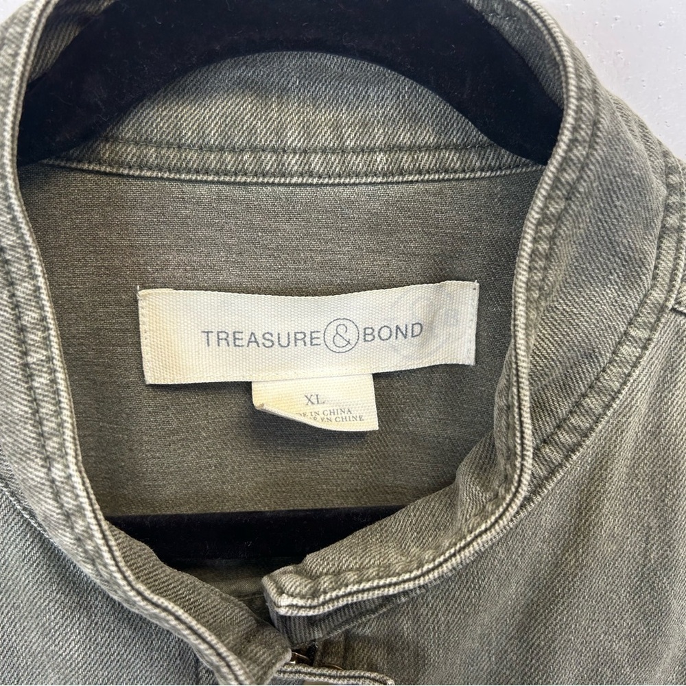 Green Utility Jacket Mens XL Pockets Full Zip Outdoor Barn Farm Military Style - Picture 7 of 15